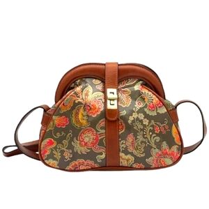 Patricia Nash Florentina Frame Leather Crossbody Bag Floral Paisley